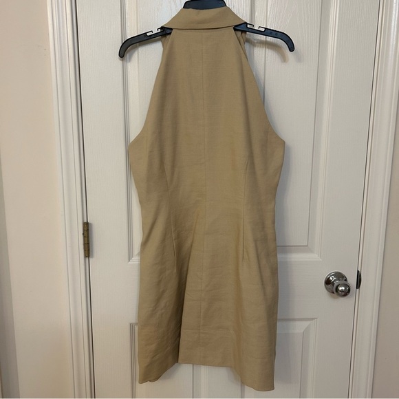 Veronica Beard Roxanne Linen Blend Button-Up Minidress in Stone Khaki Size 14 - Picture 14 of 14